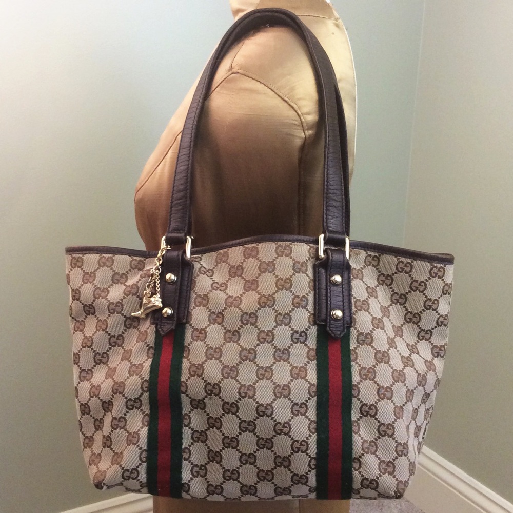 Gucci Signature Brown Canvas Tote w/ FOB Charms